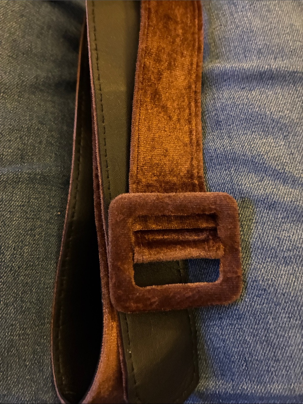 Women's Brown Velvet Belt with Velvet Buckle